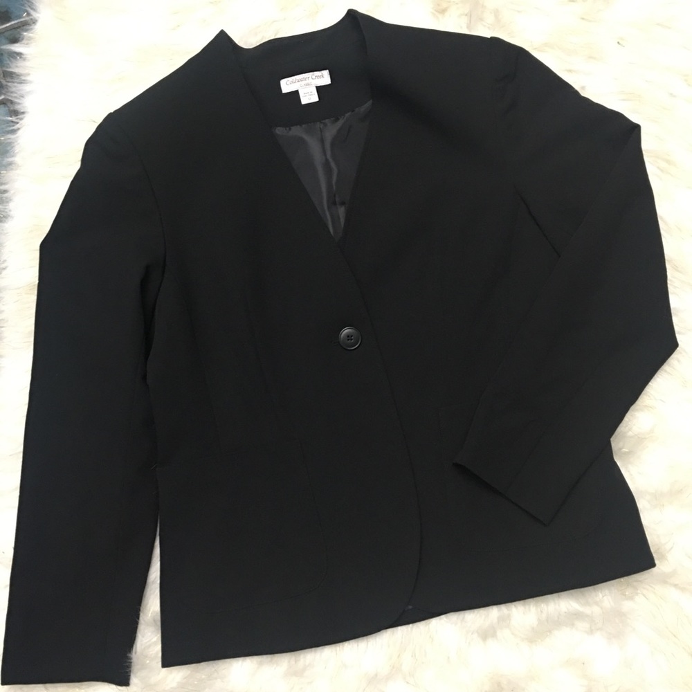 Coldwater Creek Black collarless blazer size 12